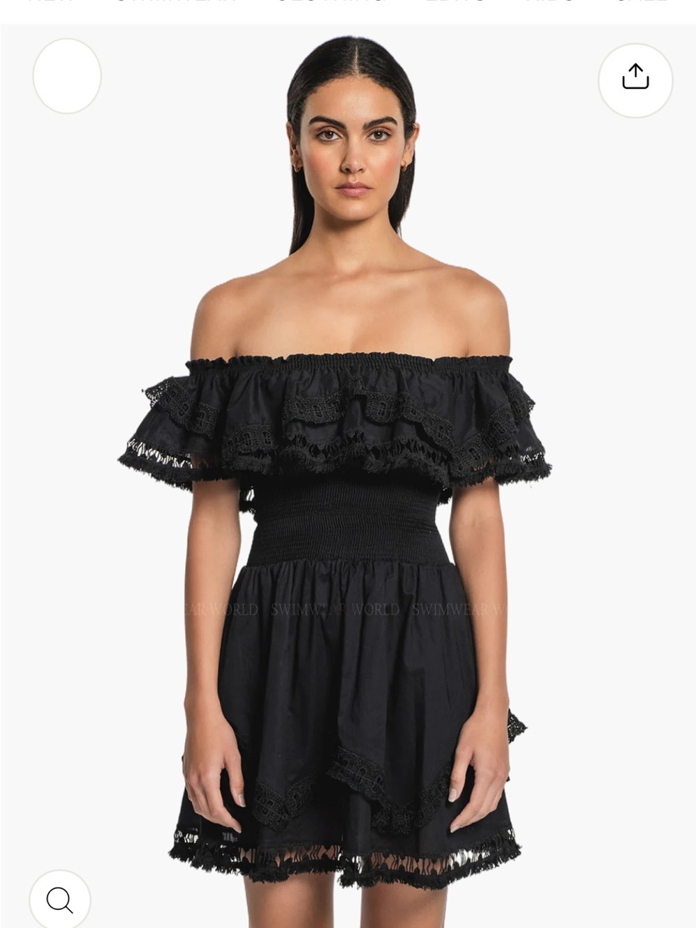 Off-Shoulder Black Ruffled Mini Dress
